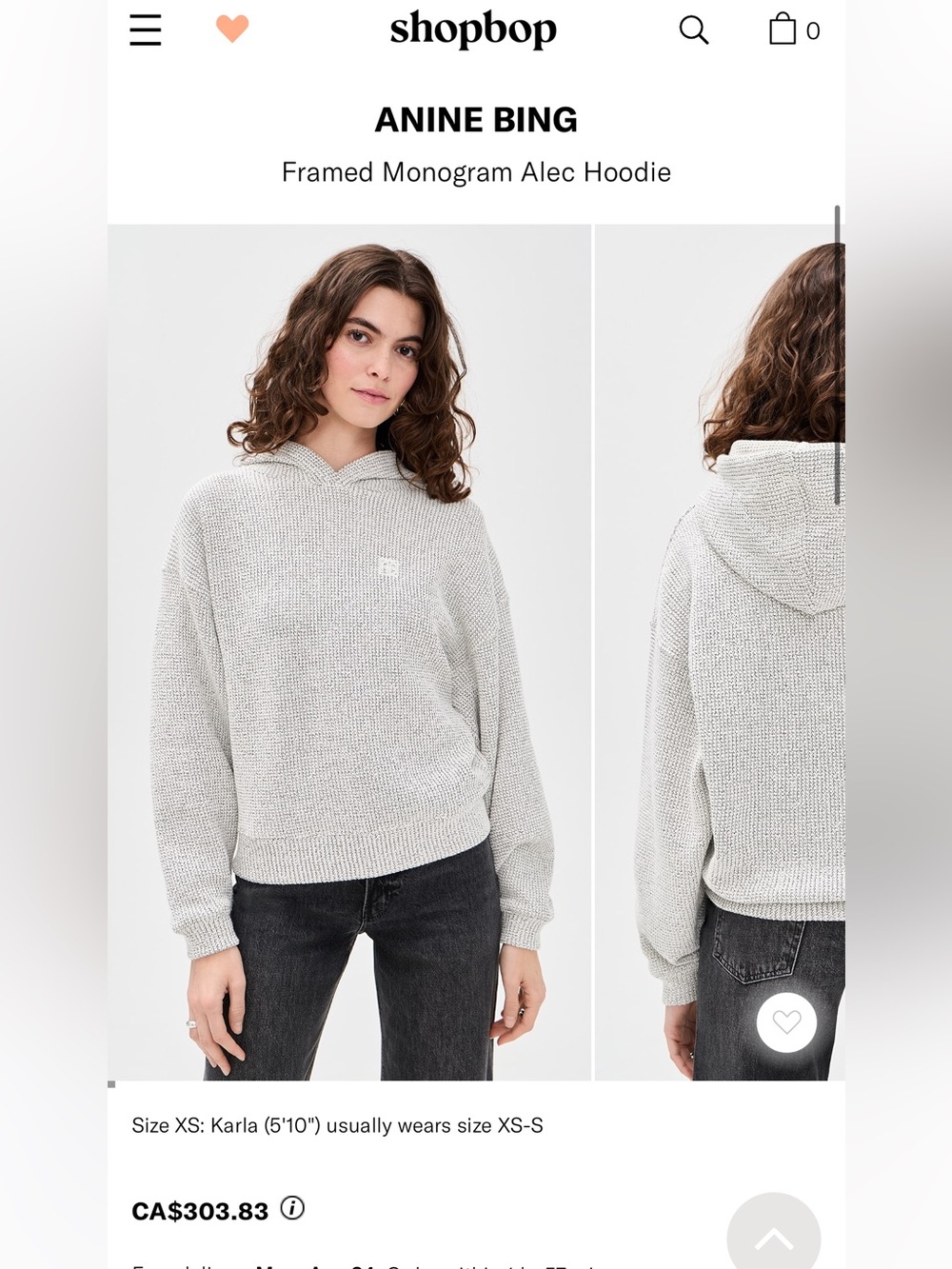 ANINE BING Framed Monogram Alec Hoodie